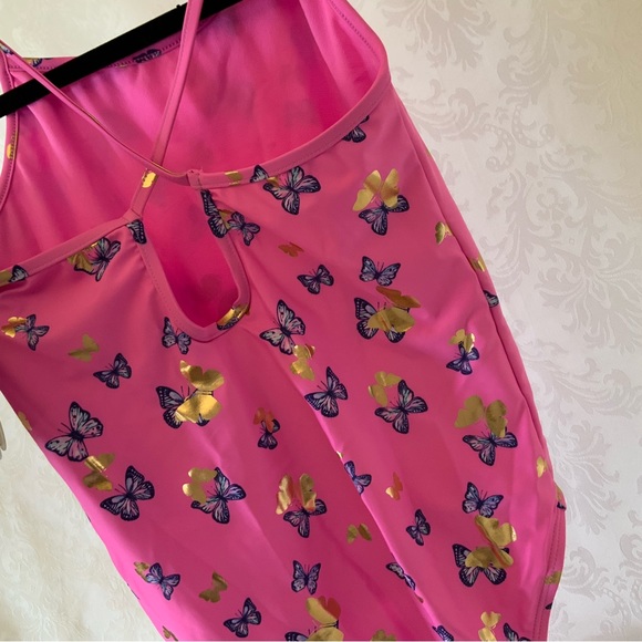 Girls Hot Pink, butterfly, One Piece Swimsuit. NWT - Picture 2 of 6